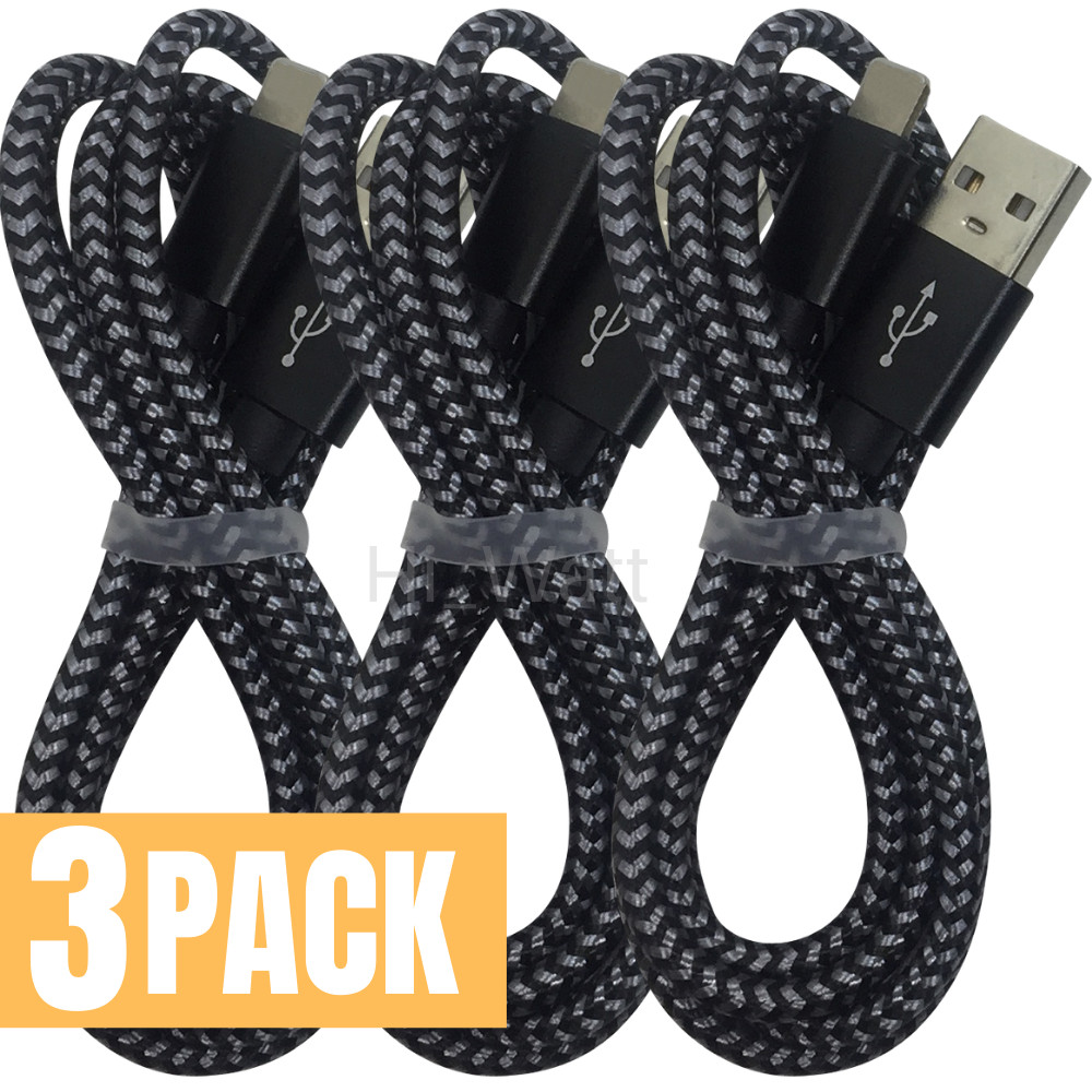 3 Pack 6Ft Braided USB Charger Cable For Apple iPhone SE XR 8 7 6 Charging Cord