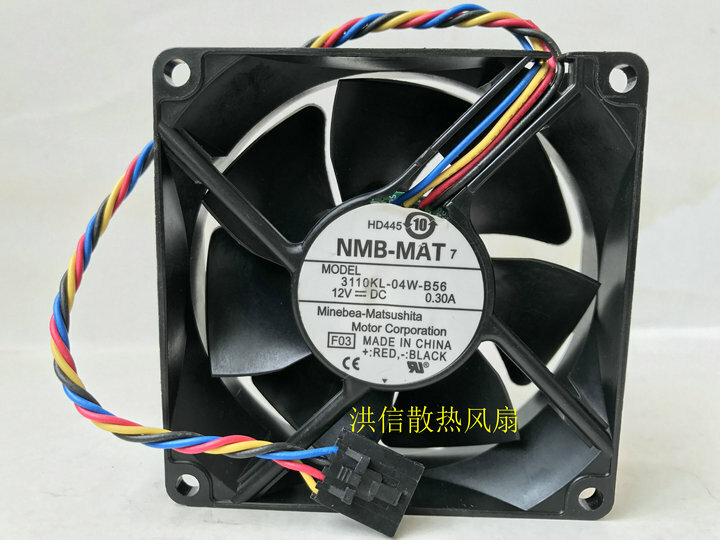 1 PCS NMB-MAT Fan 3110KL-04W-B56 DC12V 0.30A 8025 8CM 4 Wire 5 Pin