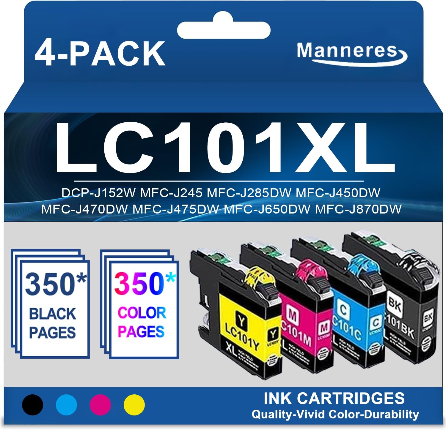 LC101XL Ink Cartridges High Yield 4-Pack Set LC101/LC103 Ink Cartridges - Rep...