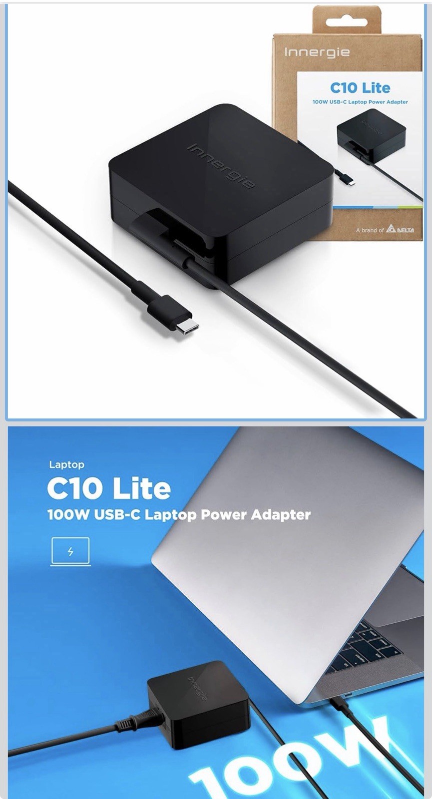 Innergie C10 Lite 100W USB-C Laptop Power Adapter.