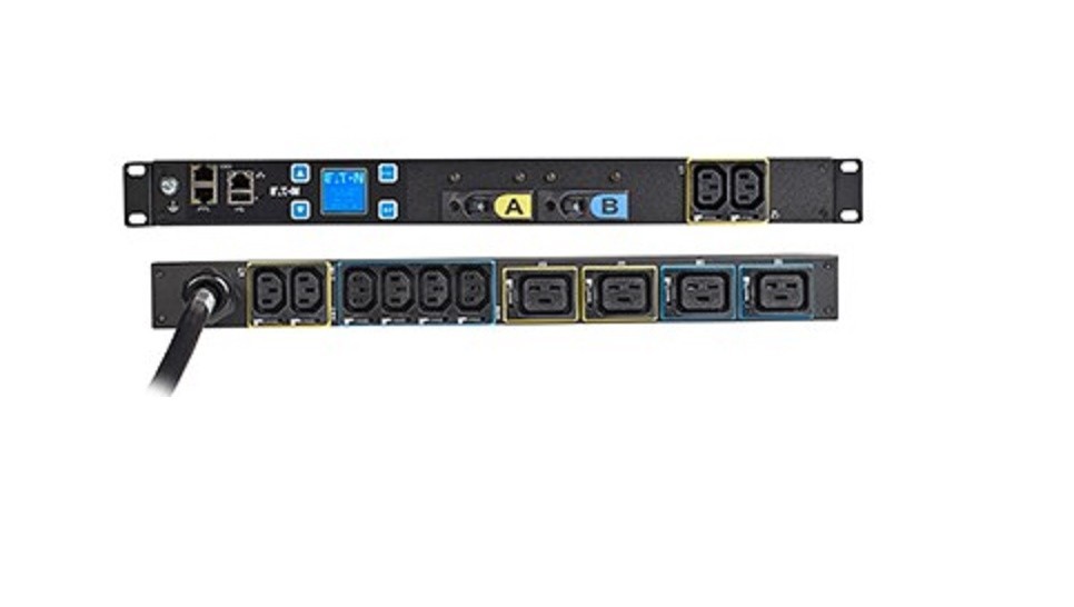 Used Eaton Epdu Metered 5.76kW 240V 24A w/ 10ft Cord 1U 12-out PDU EMIT04-10