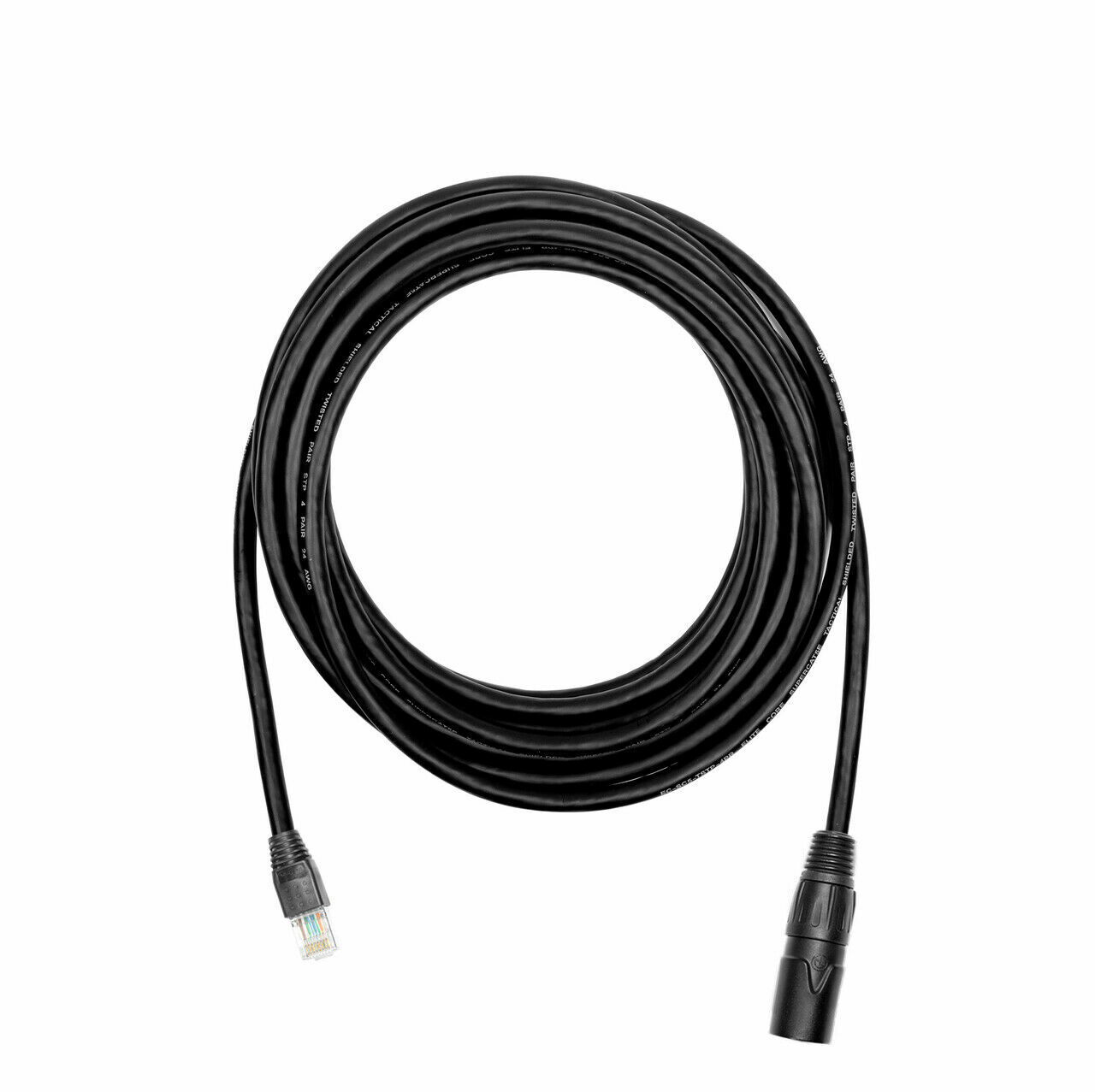 100 ft PRO CAT5E Tactical Shielded Ethernet Cable Snake RJ45 to Booted RJ45