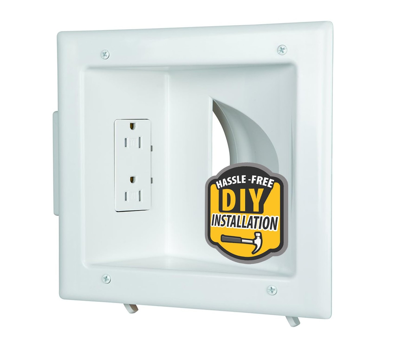 Electronic 450031wh Recessed Low Voltage Media Wall Plate W/ Builtin Duplex Rece