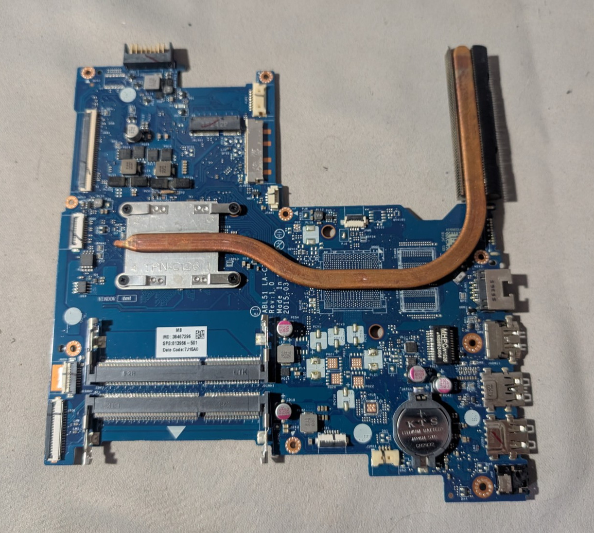 HP 15-af112nr Motherboard ABL51 LA-C781P Rev 1.0 With Heatsink -  Tested Working