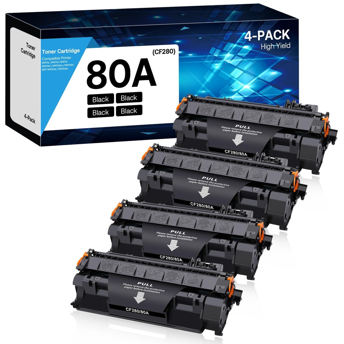 WOEBYAS 80A Toner Cartridge Black Compatible HP 80A CF280A CF280X 80X High