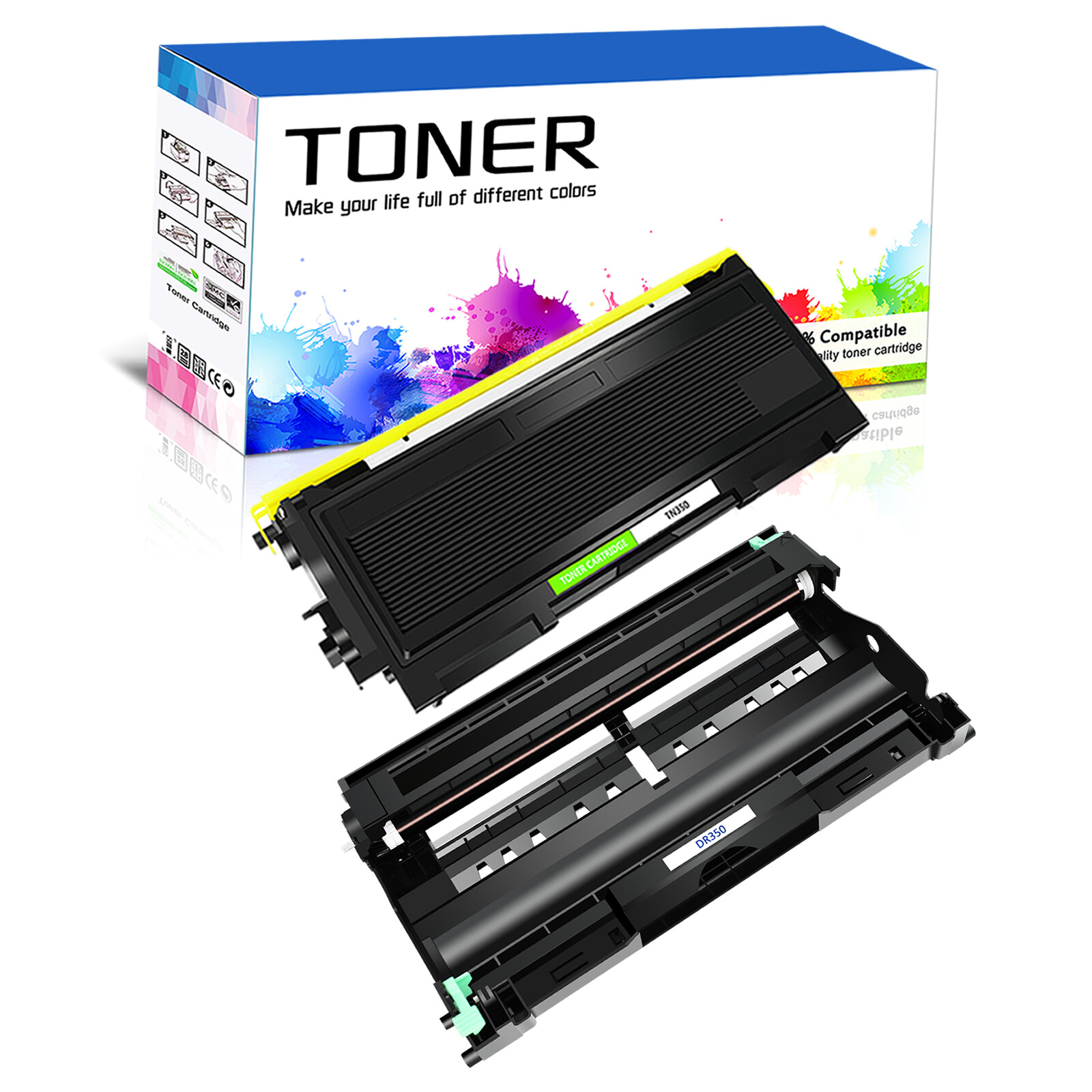 1PK TN350 Toner +1PK DR350 Drum For Brother HL-2030 HL-2030R HL-2040 HL-2040N