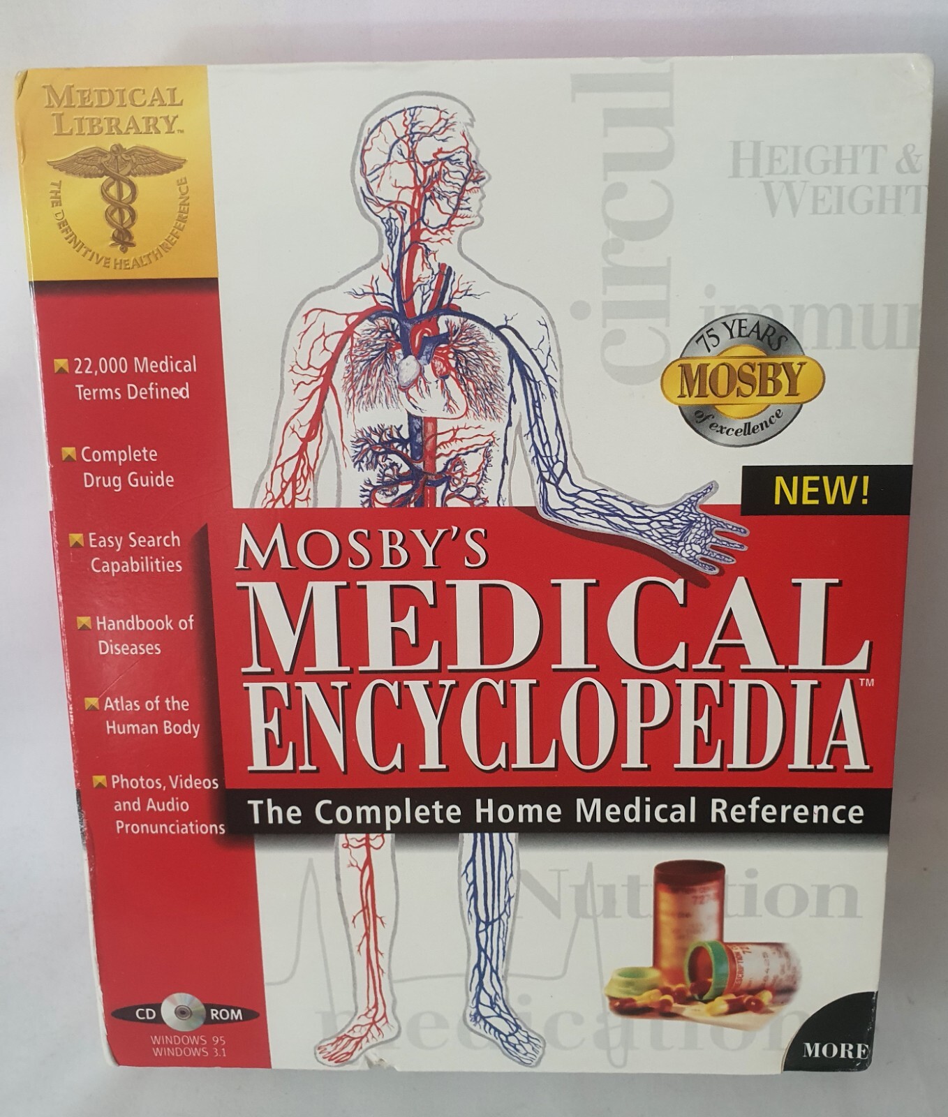 Mosby's Medical Encyclopedia PC CD-ROM for Windows Big Box NEW UNUSED Resealed