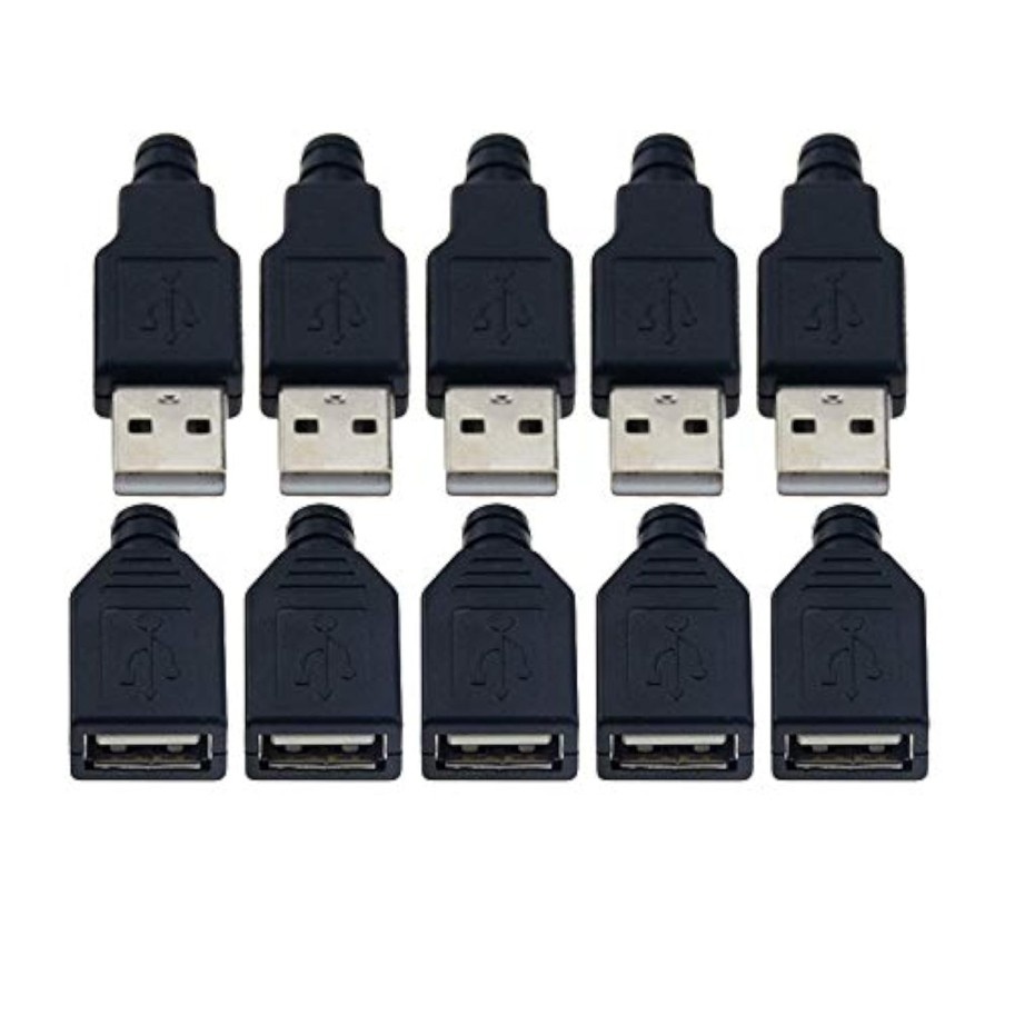 VizGiz 10 Pack USB Plug Replacement 4 PIN Type A Female Male Socket Connector So