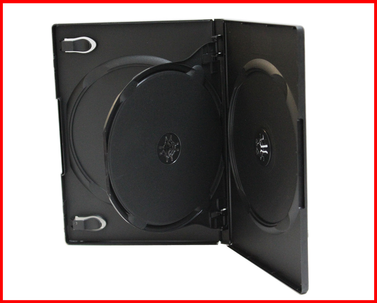 NEW 3 Pk 14mm Premium Triple DVD CD Movie Game Case Black Multi 3 Disc w Flip