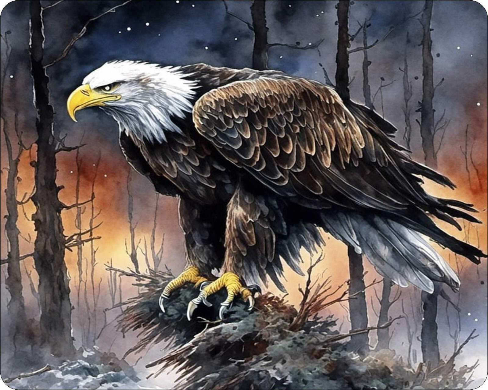 American Bald EAgle LAnding art AI Design  Novelty Mouse Pad Stunning