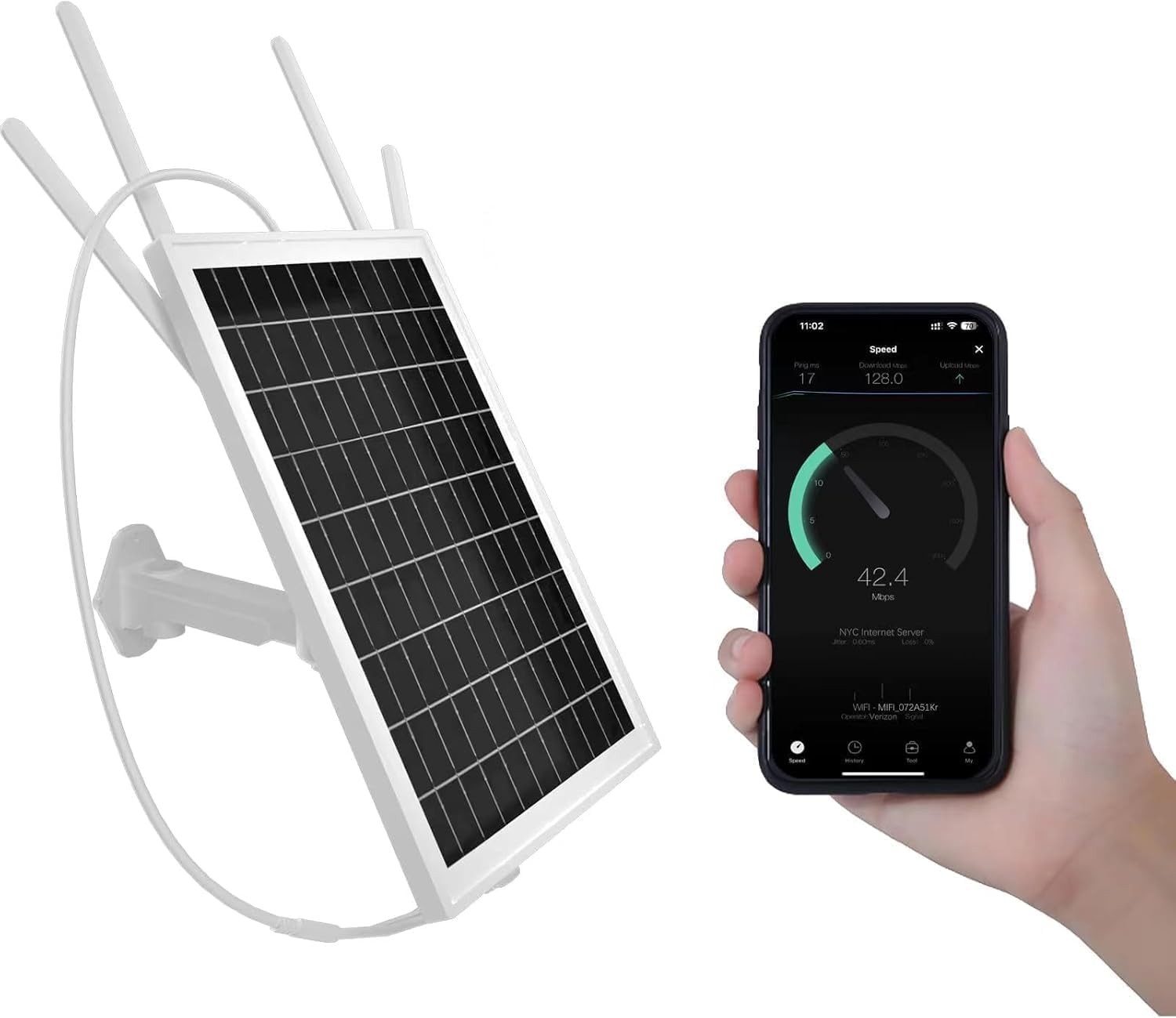Solar WiFi Extender Outdoor 15W Solar Panel 26000mAh Battery IP66 Waterproof