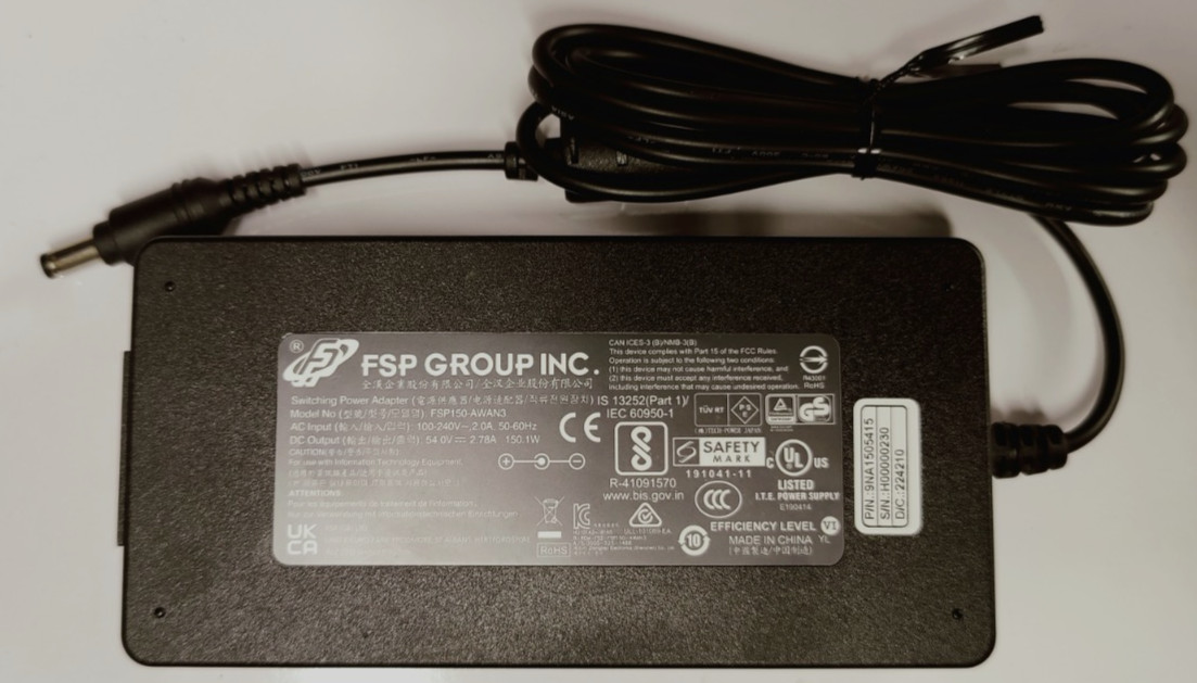 FSP FSP150-AWAN3 100~240V-2.0A,50~60HZ Out 54.0V=2.78A ,150.1W AC/DC Adapter