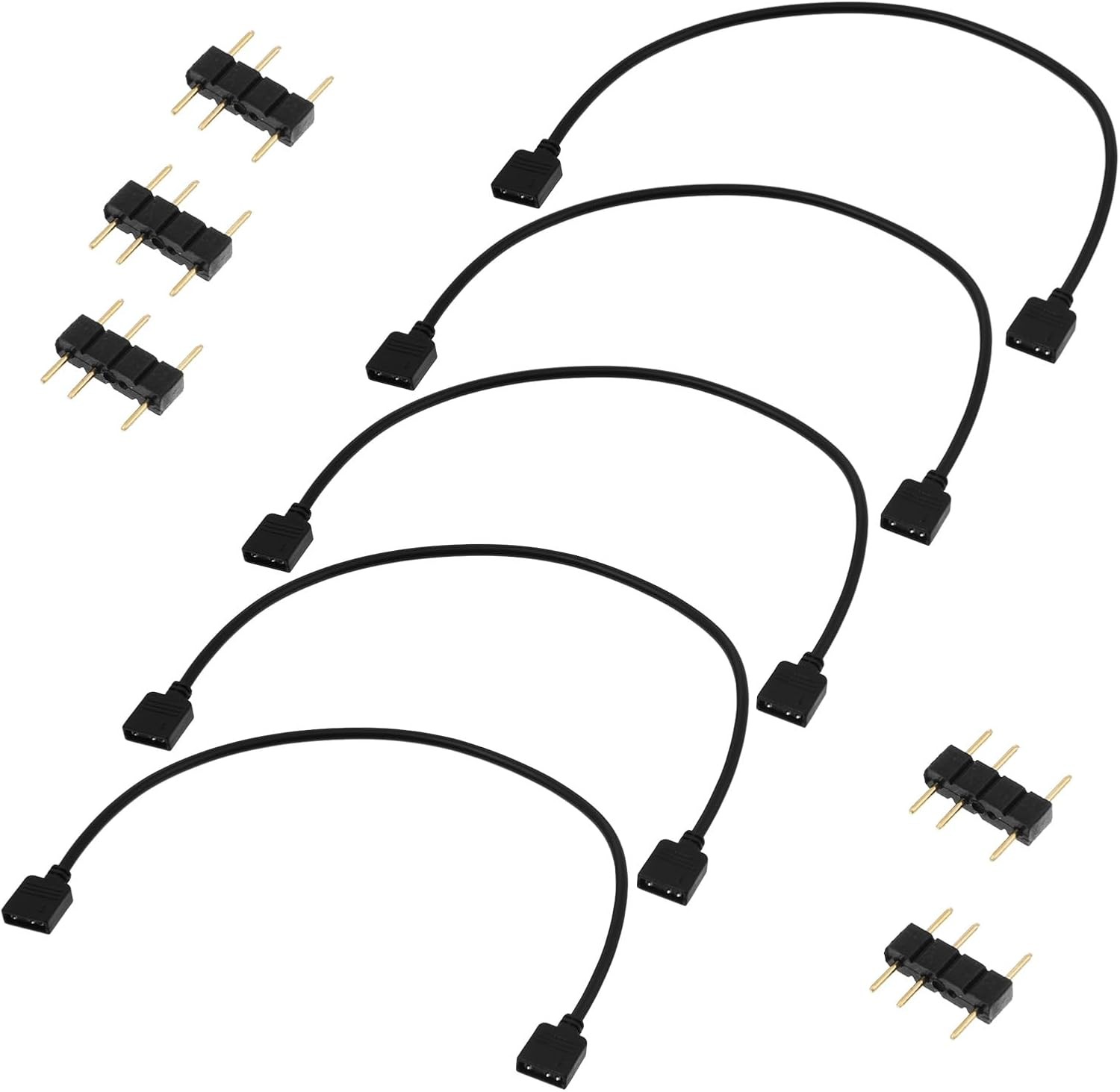 5 PCS ARGB Extension Cable, ARGB Splitter 5V 3 Pin Addressable RGB Cables, Femal