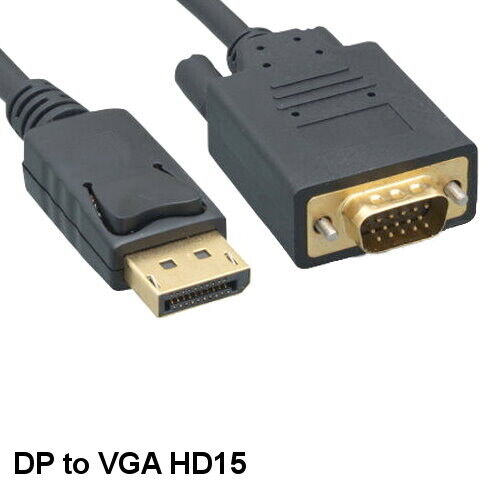KNTK 6' DisplayPort to VGA Cable 28AWG DP to HD15 for TV CRT Projector Monitor