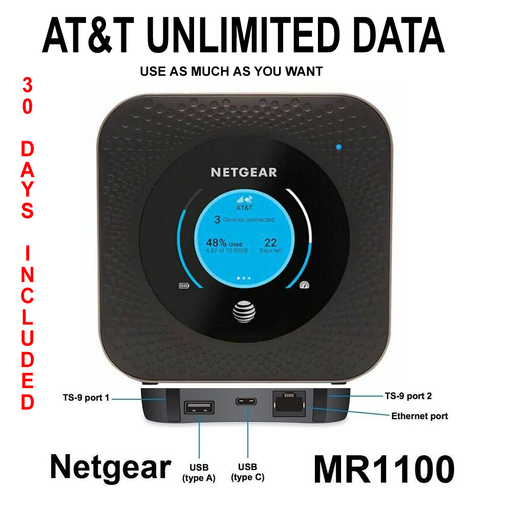 Nighthawk MR1100 | AT&T 4G LTE Unlimited Data | Ready to Use Hotspot + 1st Month