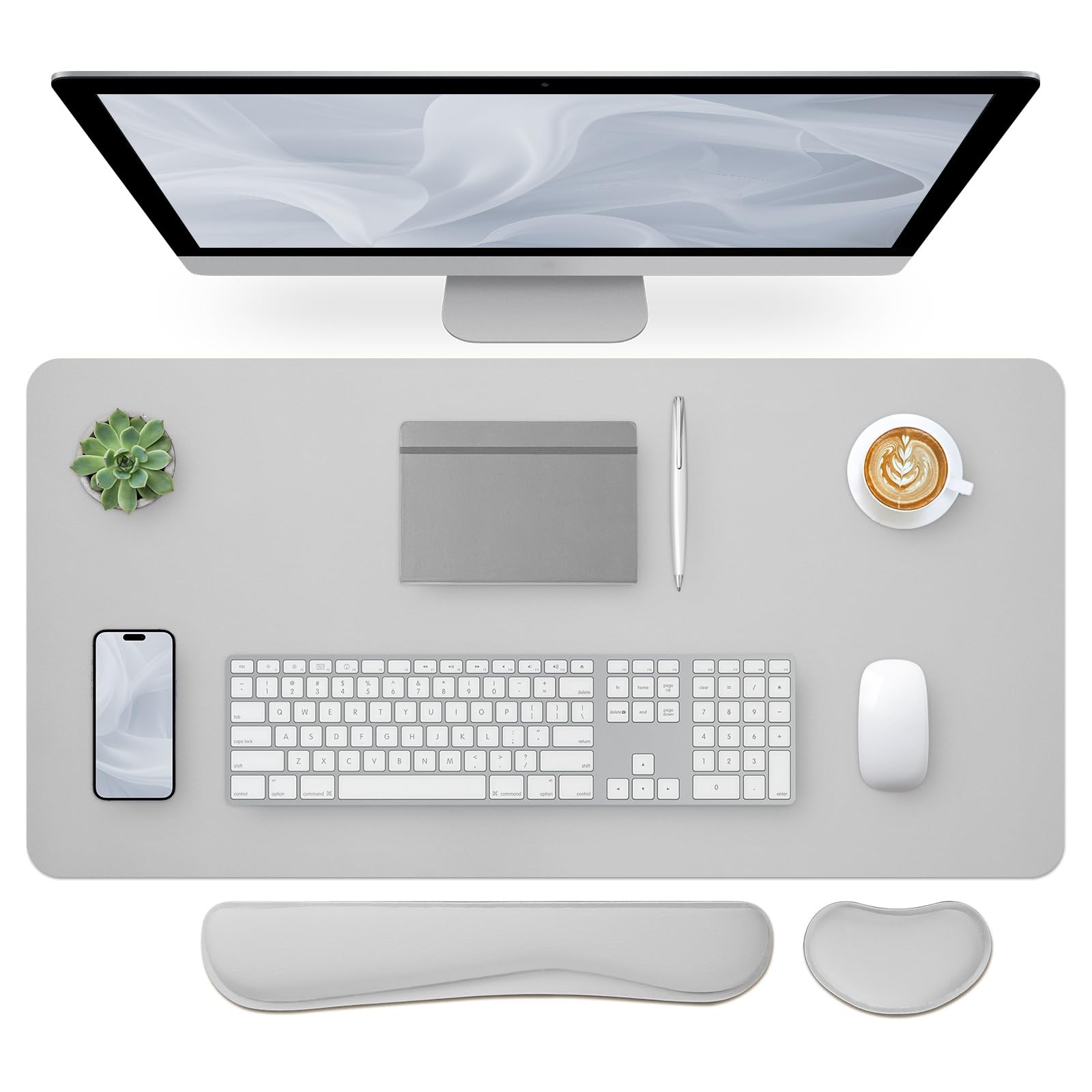 Bloss Leather Desk Pad and Keyboard Wrist Rest, Large Mouse Pad + Keyboard Pa...