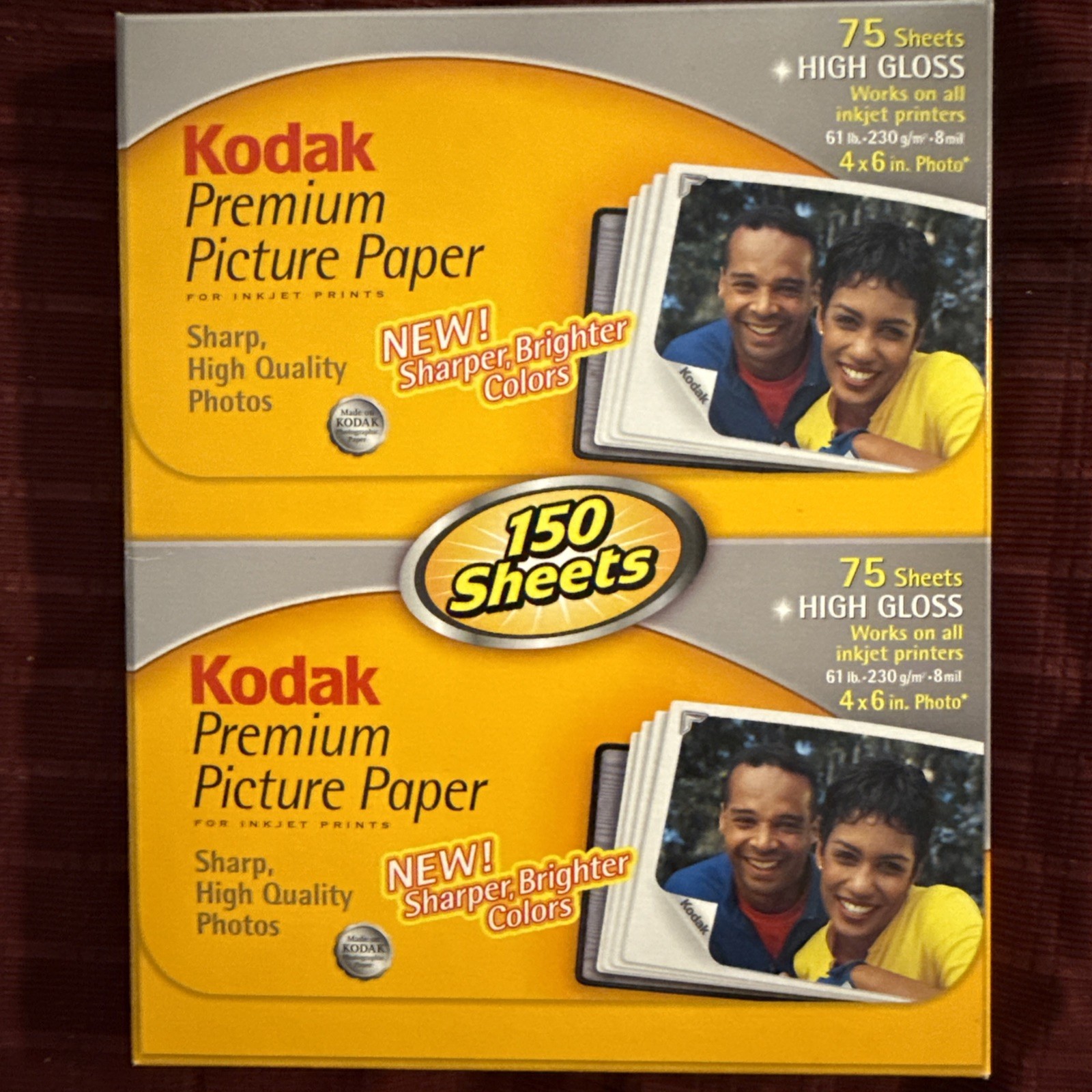 Kodak  Lot (2) Premium Picture Paper, High Gloss, 4x6'' (75 Sheets x2=150)
