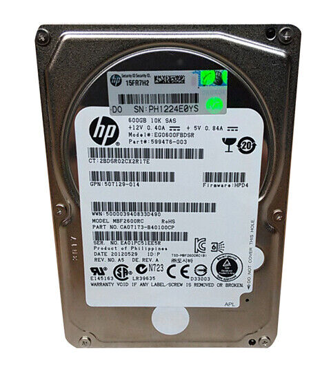 Lot of 2 Toshiba HP MBF2600RC 600 GB 2.5 in SAS 2 Enterprise Hard Drive