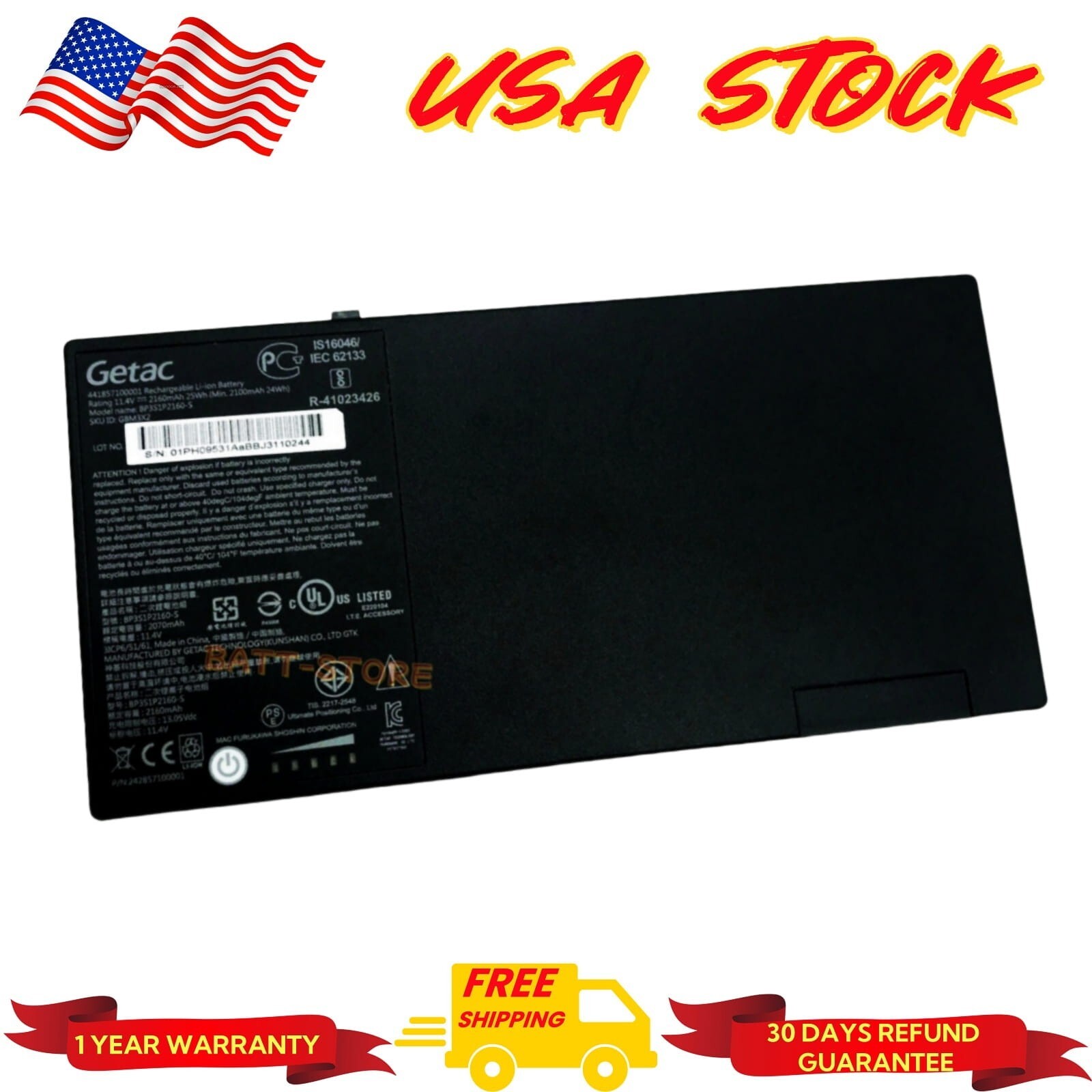 ORIGINAL BP3S1P2160-S BP3S1P2160 Battery For Getac F110 GGA Tablet 441857100001