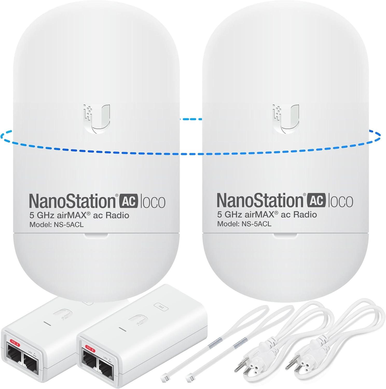 Wireless Bridge 2x Ubiquiti Nanostation LOCO 5AC Pre-Configured 5Ghz 10+Km US