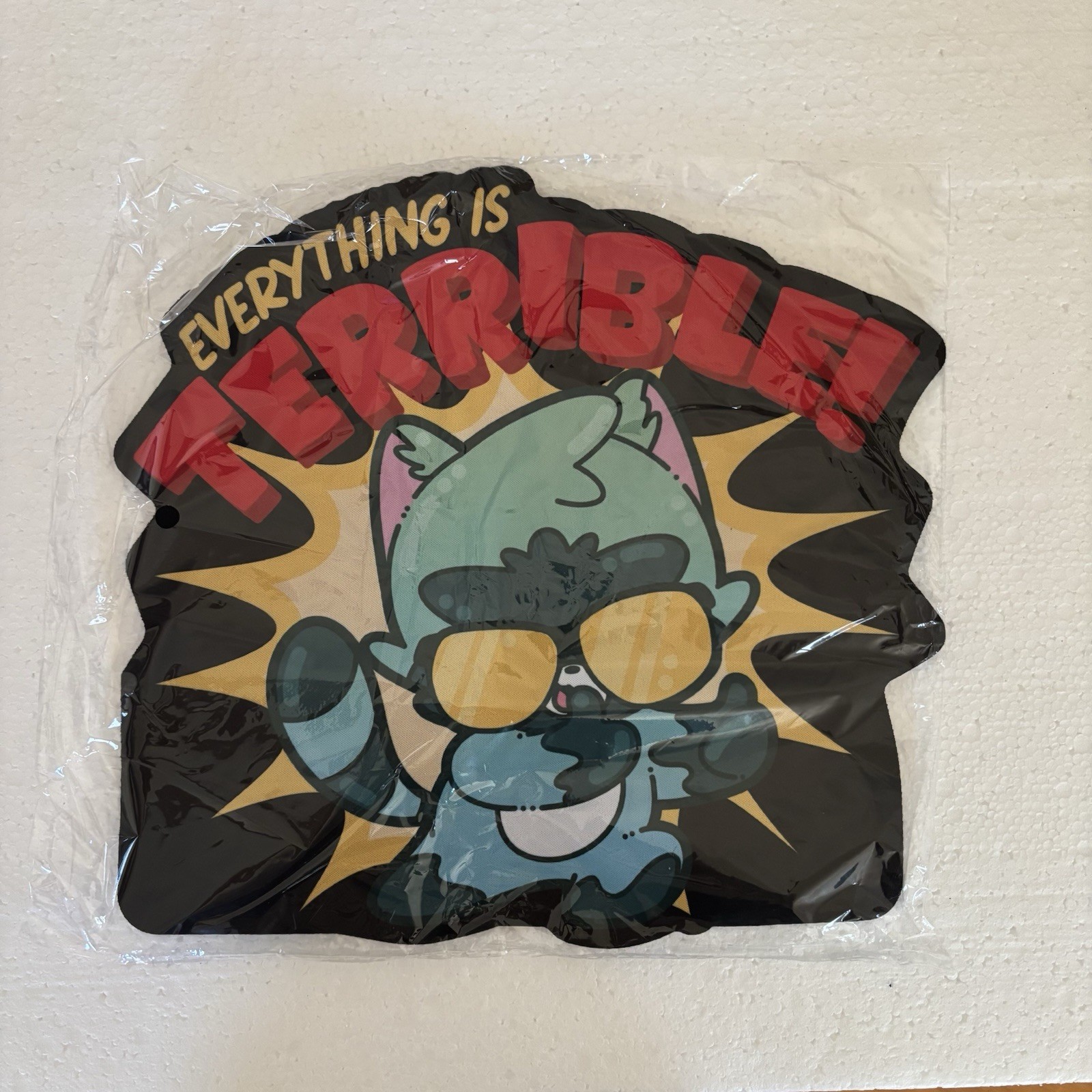 Funny Cat Mouse Pad “Everything Is Terrible” Sunglasses Meme Desk Mat ~12x11