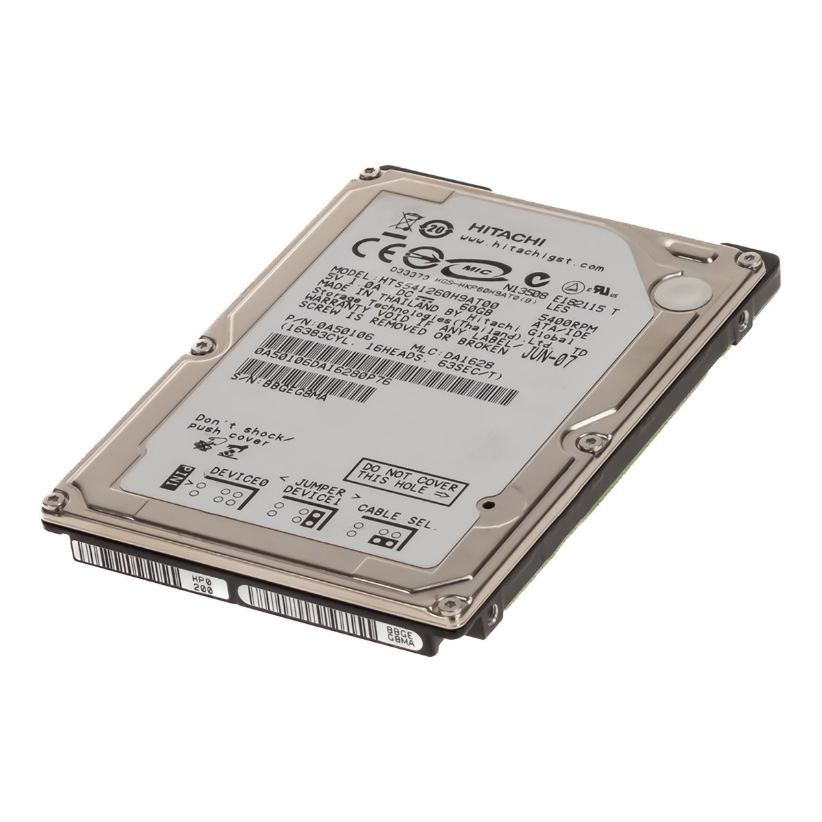 HARD DRIVE HITACHI TravelStar 5K120 HTS541260H9AT00 60GB 5.4K 8MB ATA 2.5'' 