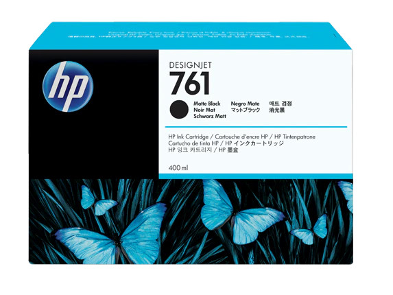 HP 761 400-ml Matte Black DesignJet Ink Cartridge, CM991A
