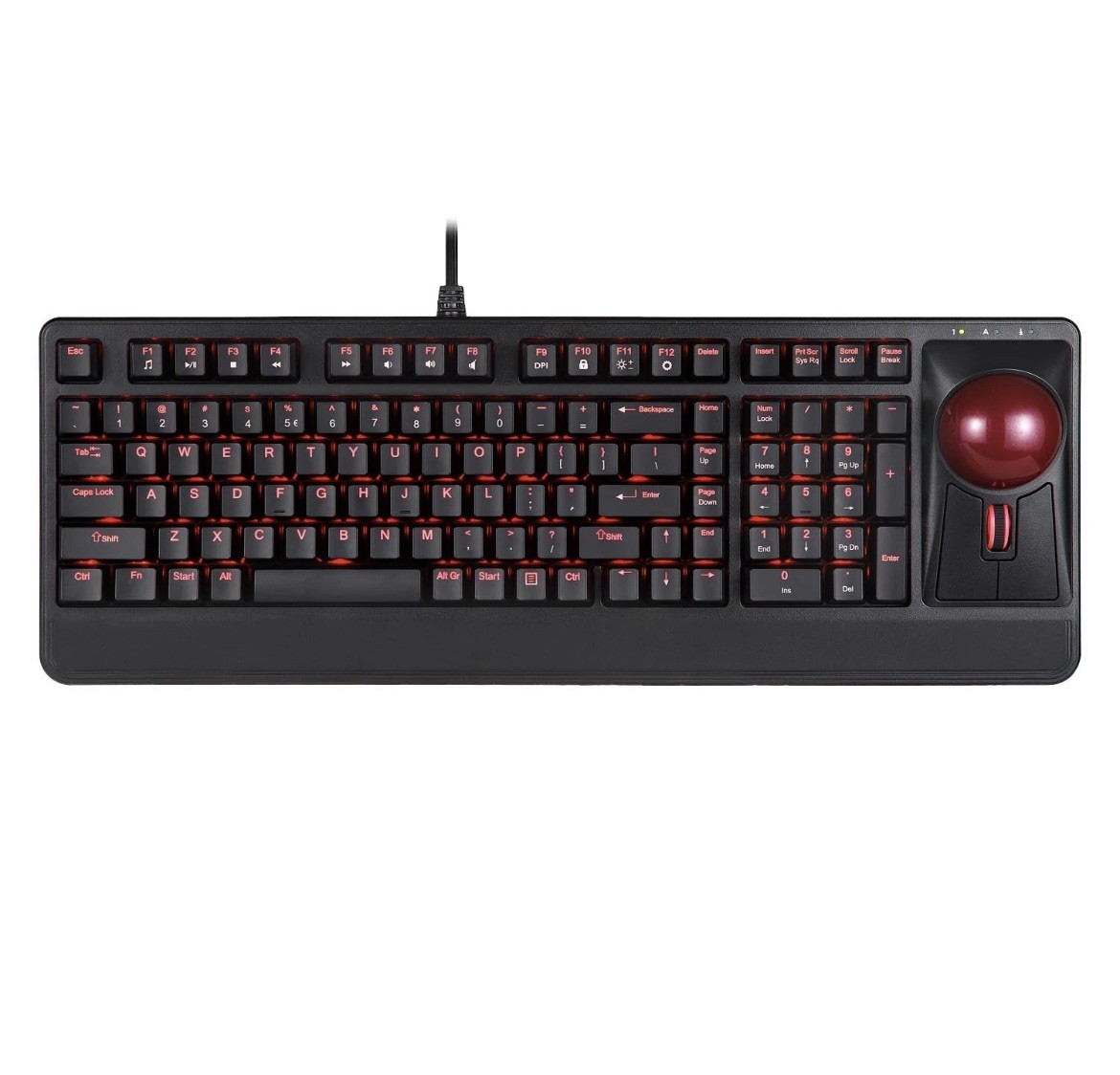 Perixx Periboard-322 Wired Mechanical Trackball Keyboard 2 Usb Hubs Works GR8