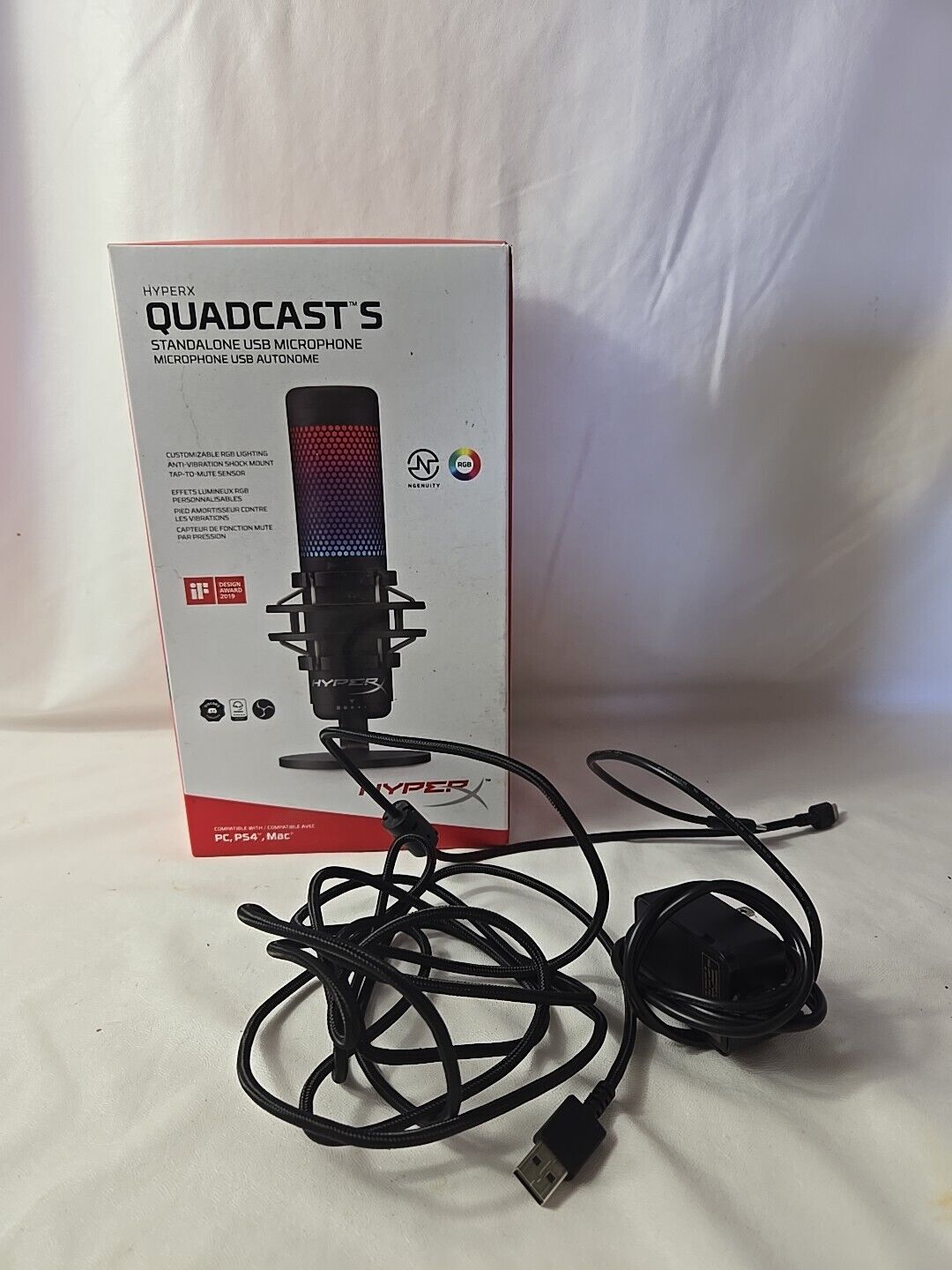 HyperX QuadCast S - USB Microphone - RGB Lighting Used Once