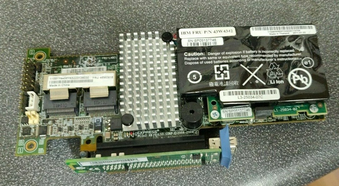 IBM 46M0918 ServeRAID M5014 X8 PCIe RAID Controller w/43W4342 Battery & 43V7067