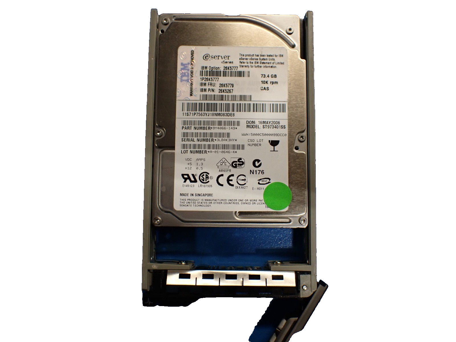 IBM 26K5779 HD, 73.4GB 2.5" 10K 3G SAS HDD Internal Hard Disk Drives