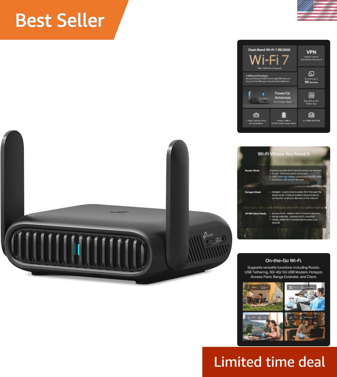BE3600 Wi-Fi 7 Portable Travel Router | Dual-Band & 2.5 Gig Port for On-the-Go