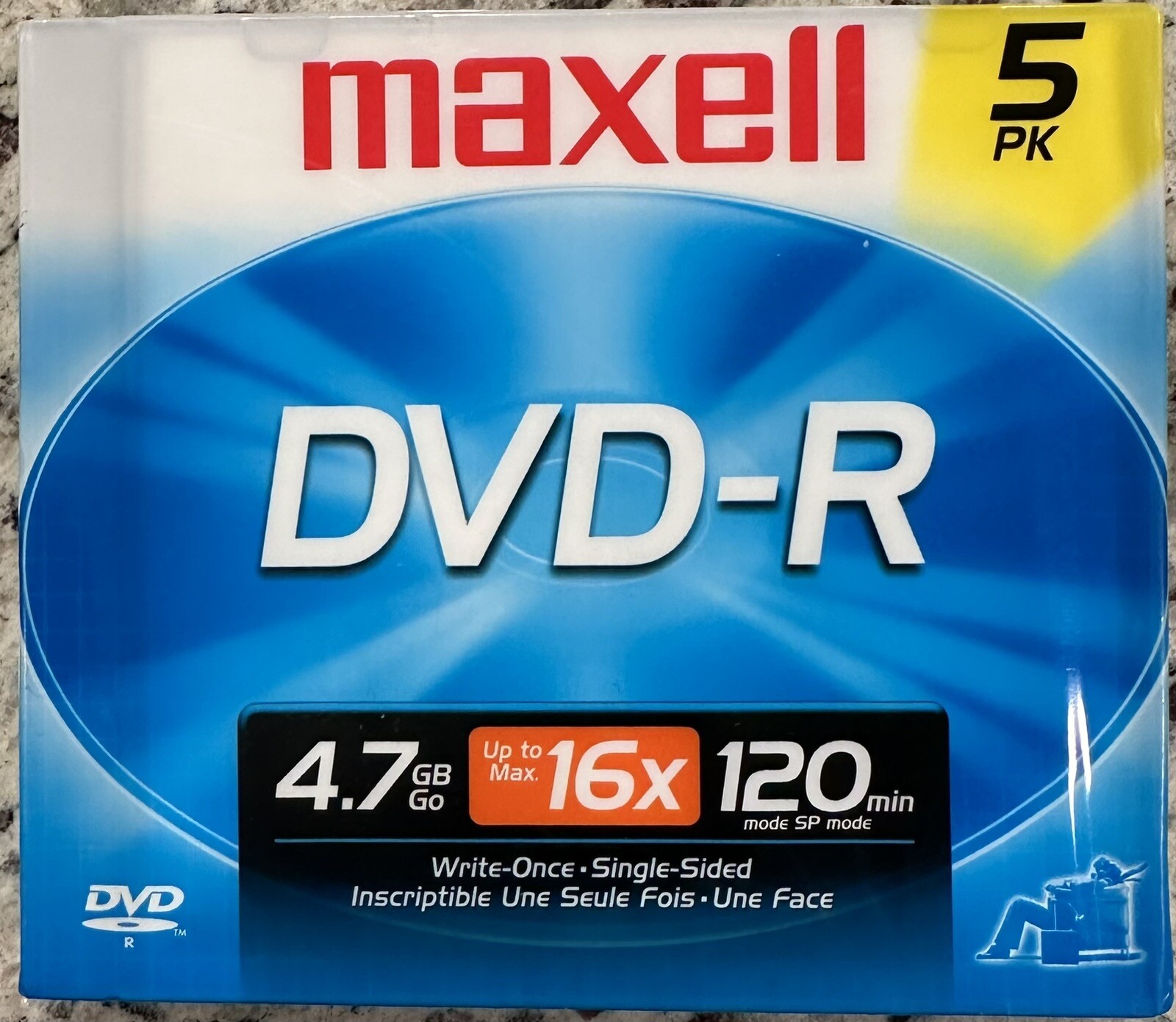 Maxell DVD-R 4.7gb discs in Jewel Cases. Factory Sealed 5 Pack