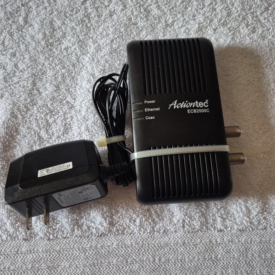 Actiontec ECB2500C MoCA Network Adapter Ethernet Over Coax With Power Supply