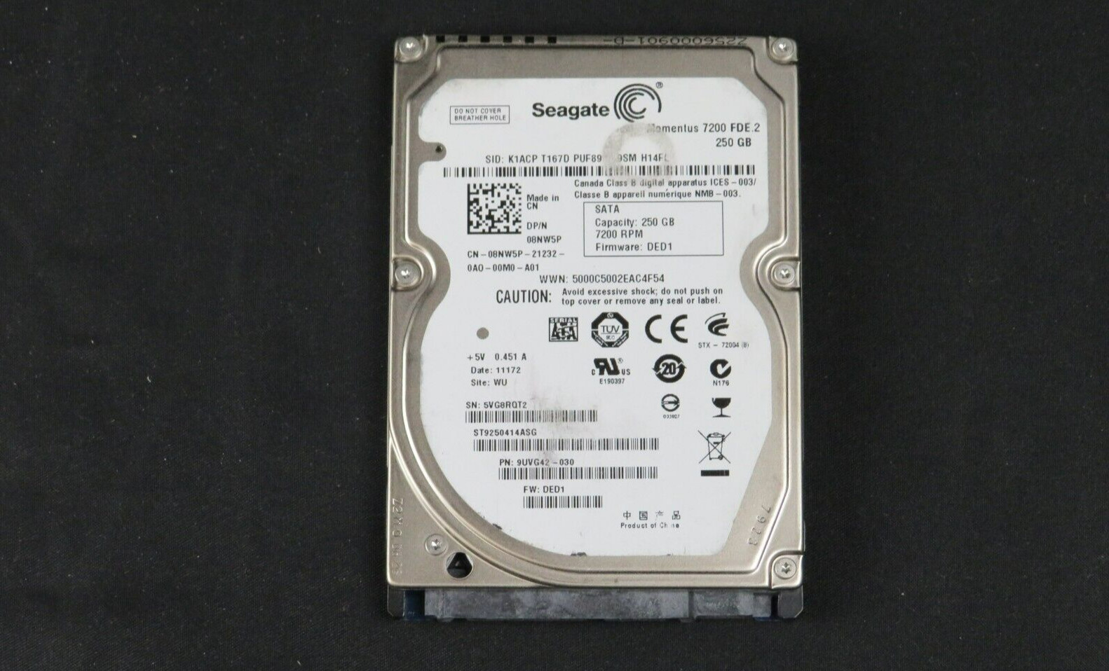 Seagate 250GB 2.5" SATA Hard Drive 7200RPM