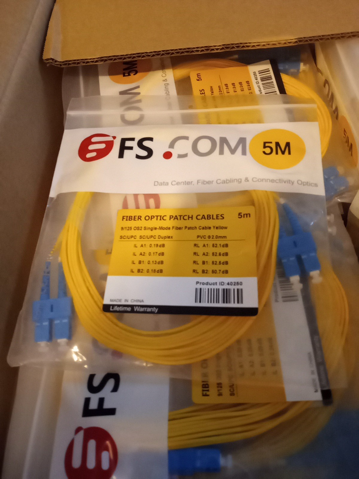 Lot Of 90+ - FS 5M -9/125 Duplex Singlemode Fiber Optic Cable Patch Cord Jumper 