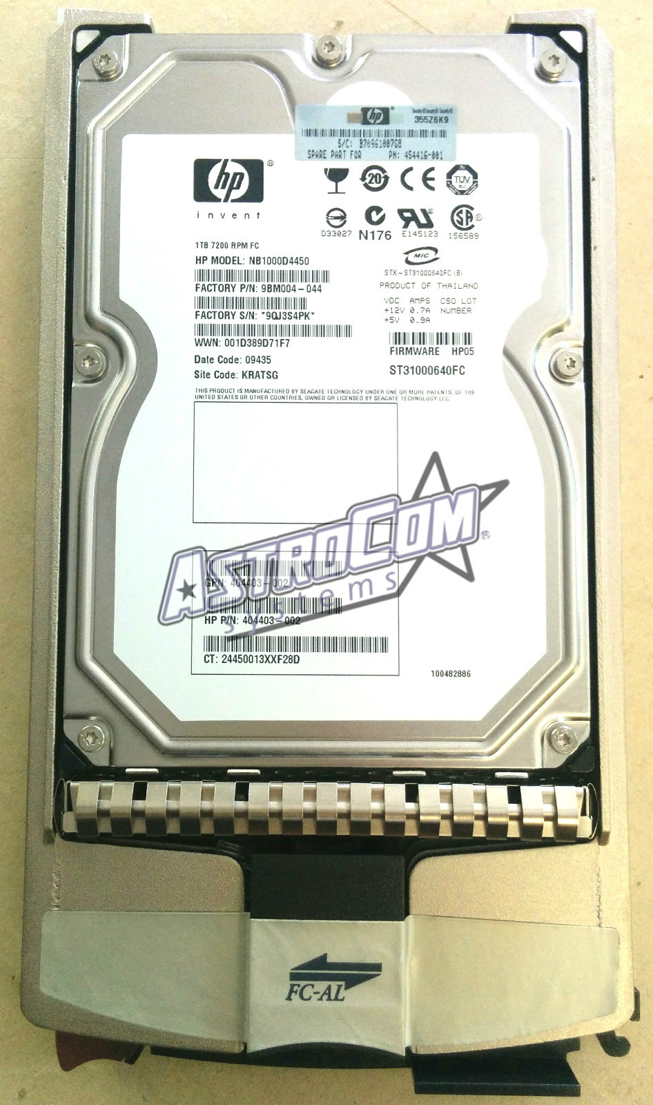 AG883A,AG883B,454416-001 HP 1TB 7200RPM FATA HDD