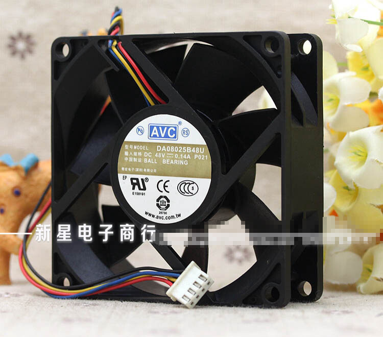 AVC DA08025B48U P021 80mm 8025 48V 0.14A server CPU fan 4pin