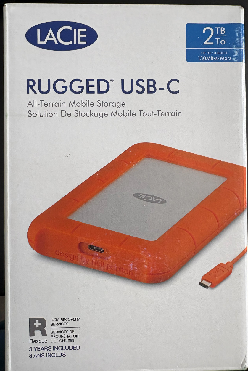 New Sealed LaCie Rugged USB-C 2TB Portable External Hard Drive STFR2000800
