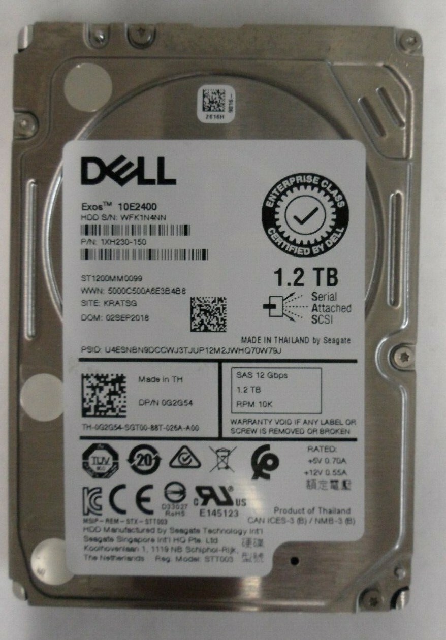 Dell G2G54 1.2TB Seagate ST1200MM0099 2.5"SAS 12Gb/s 10K Hard Drive