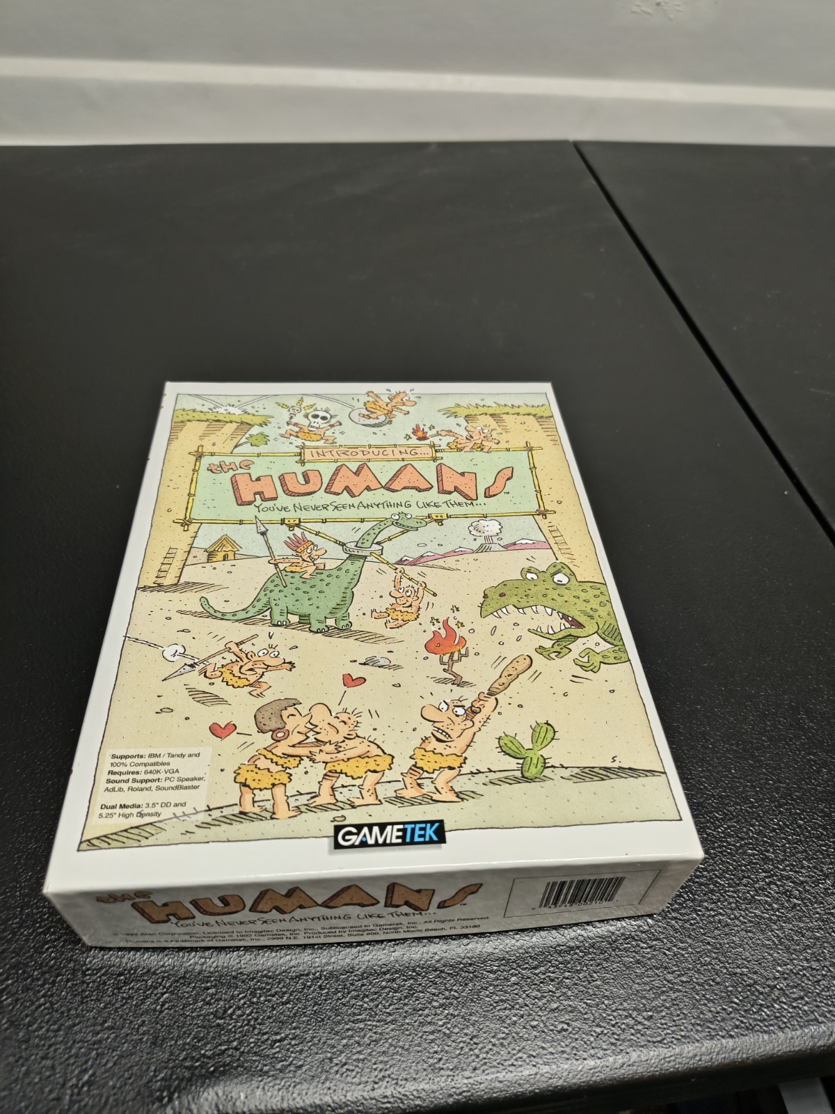 the Humans IBM PC Game on 5.25" disks with big box and poster 