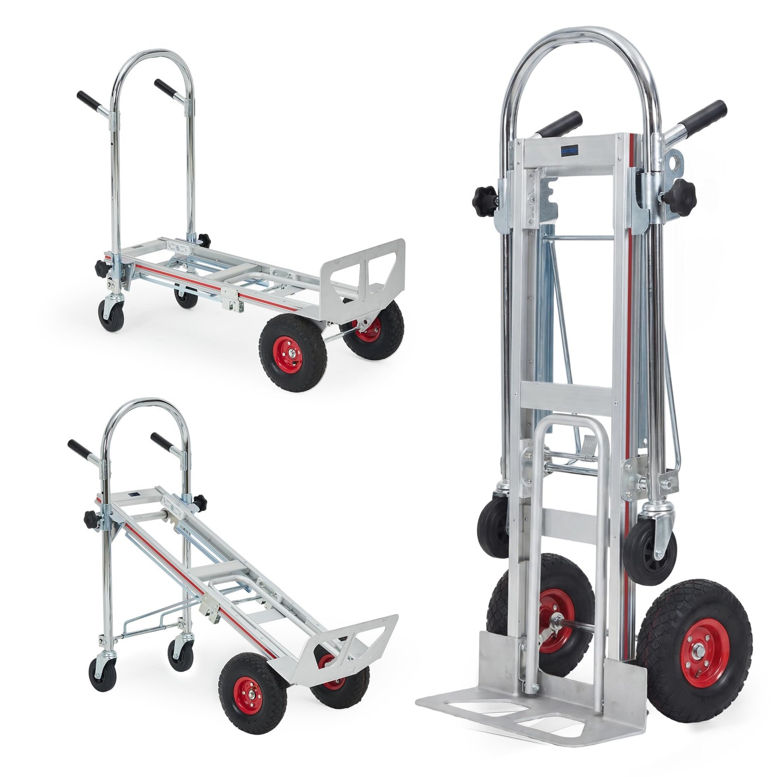 3 in 1 Aluminum Convertible Dolly Cart with Wheels, 1000 Lbs Hand Truck