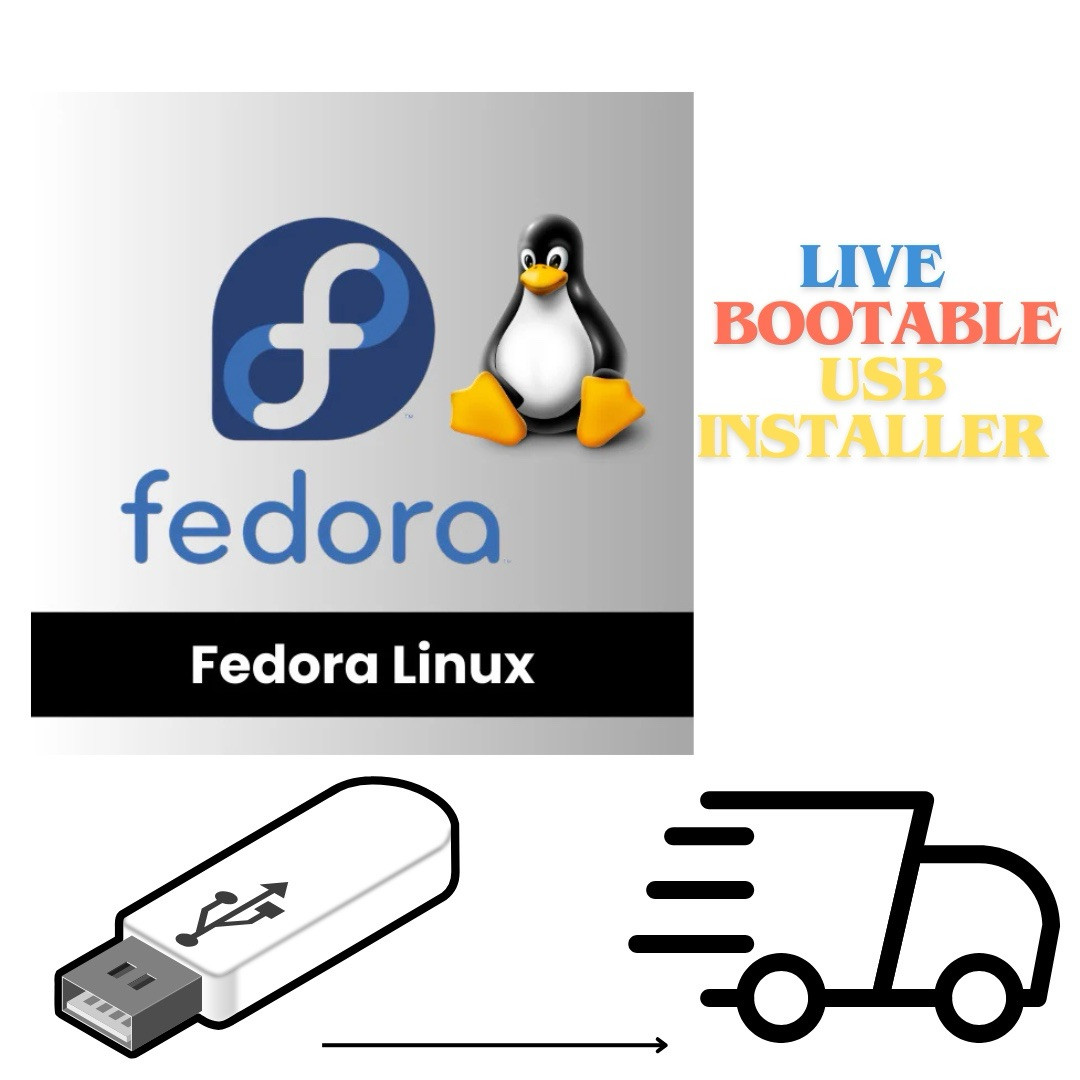 Fedora 43 KDE Live USB Bootable 64 Bit Flash Drive Linux Installer