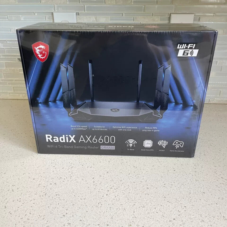 Msi Radix AX6600 Wifi 6 Tri-band Gaming Router GRAX66 New Factory Sealed