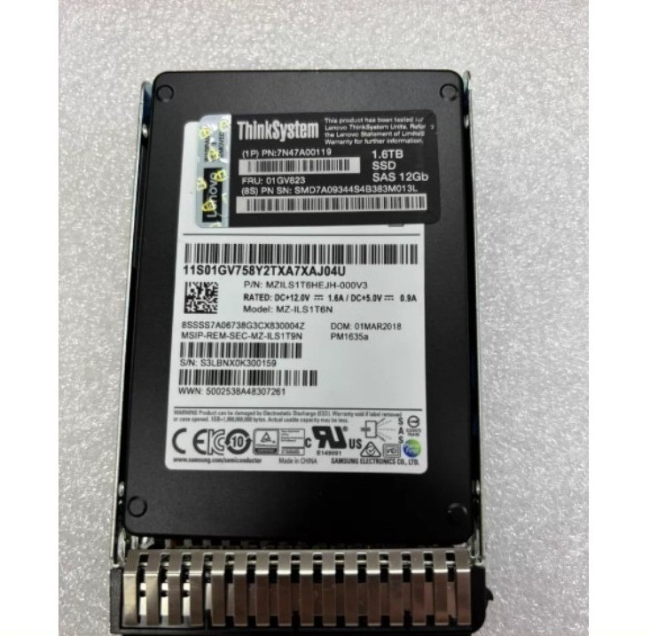 1PCS PM1635A Lenovo 01GV823 1.6T SSD SAS 12G 2.5 PM1635A SR Server Solid State