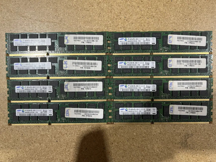 LOT OF 8-SAMSUNG 8GB 2Rx4 PC3L-8500R-07-10-E1-D2(8x8GB=64GB) ECC Reg Server RAM