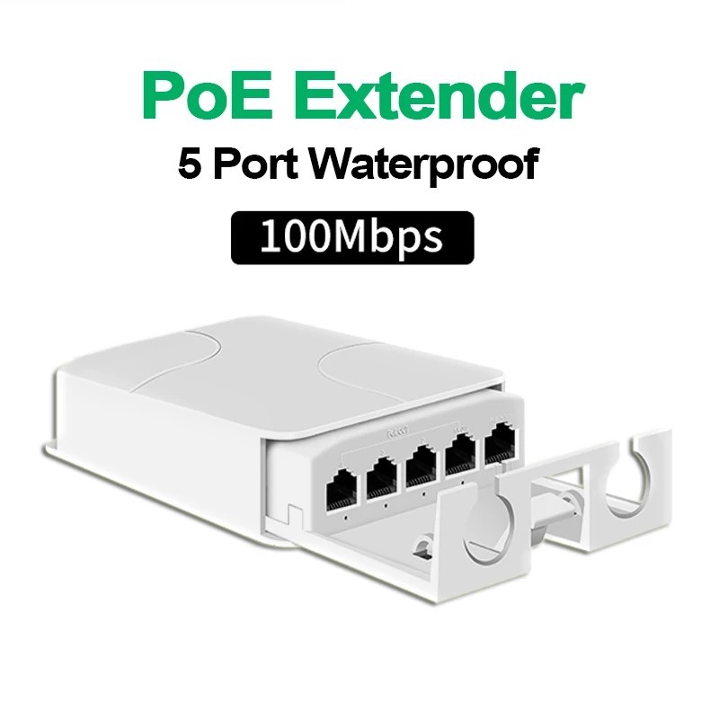 5 Port POE Extender 4 Port Repeater 1000Mbps Outdoor Network IP55 VLAN 44-57V