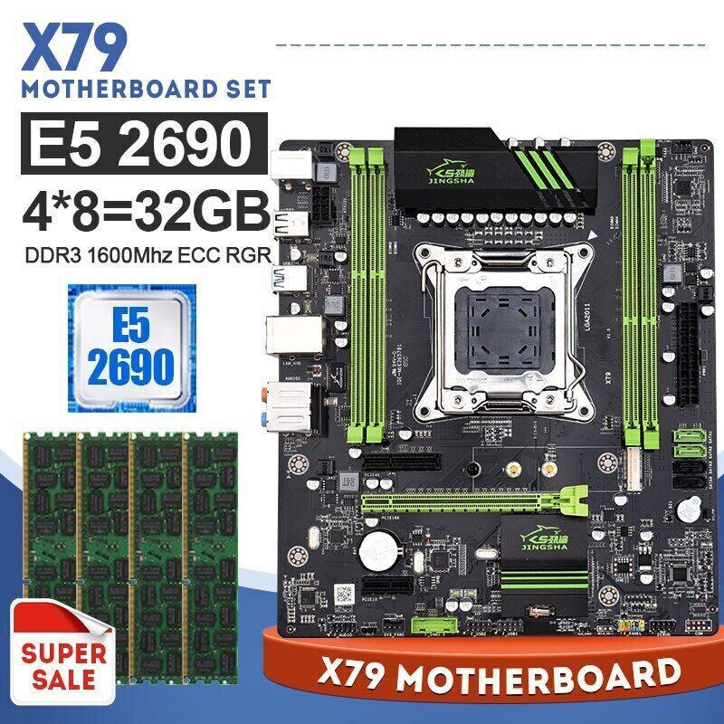 X79 Motherboard Set LGA2011 Combos With Xeon E5 2690 CPU 4* 8GB DDR3 Memory RAM