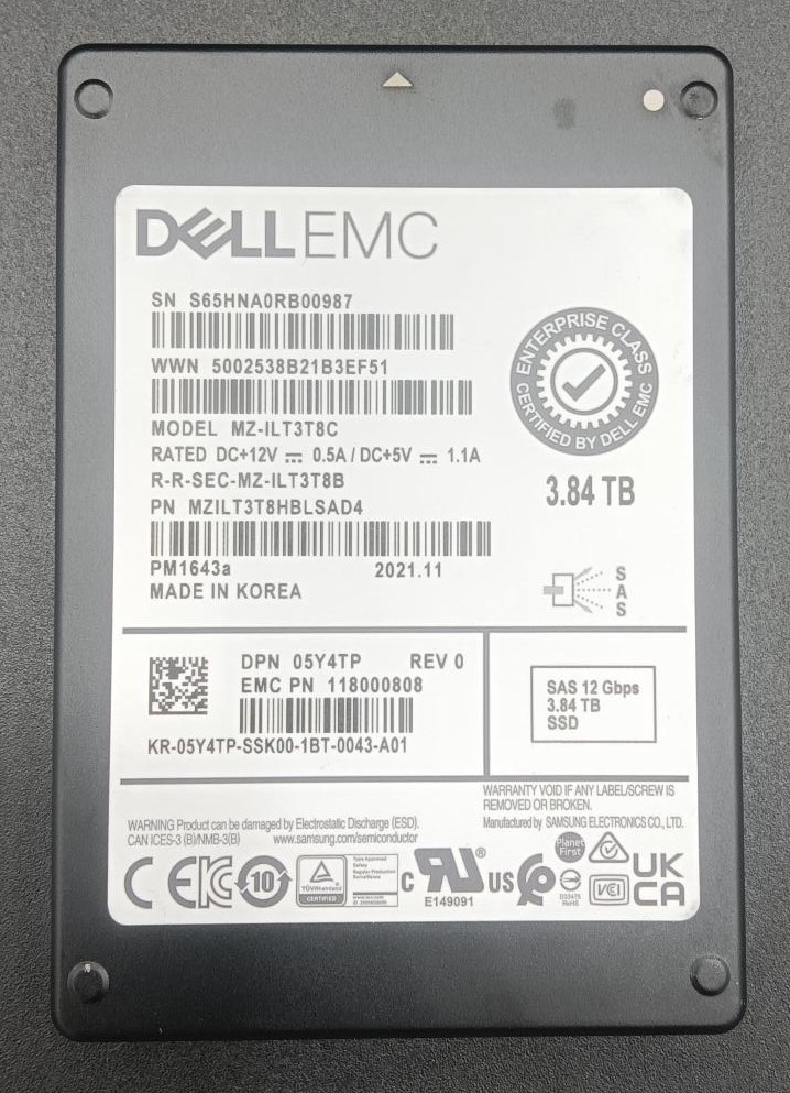 Samsung PM1643a MZ-ILT3T8C SSD 3.84 TB SAS 12Gb/s DELL OEM