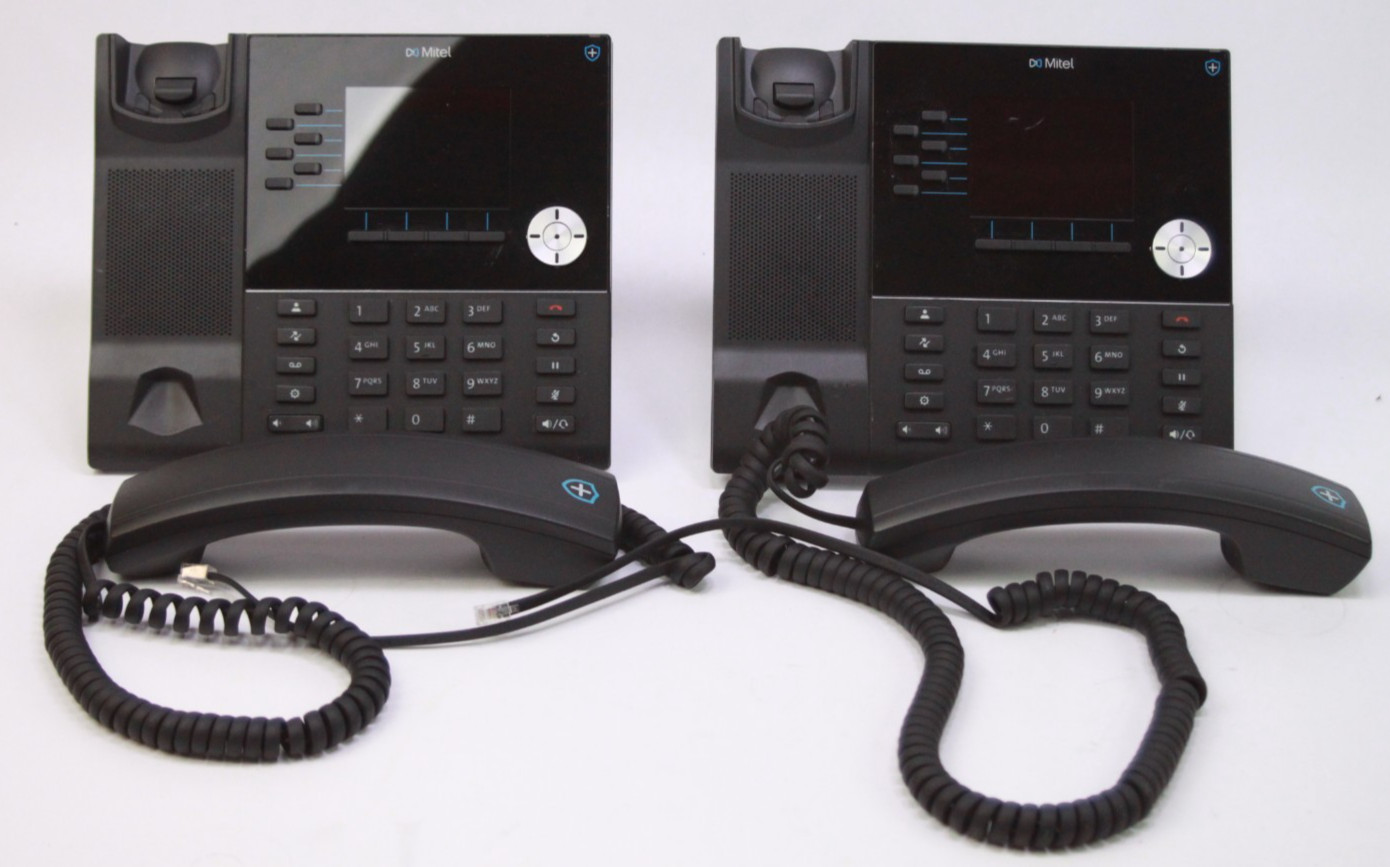 Lot of 2 Mitel 6920T Antimicrobial IP Phones (50008351) Powered On READ